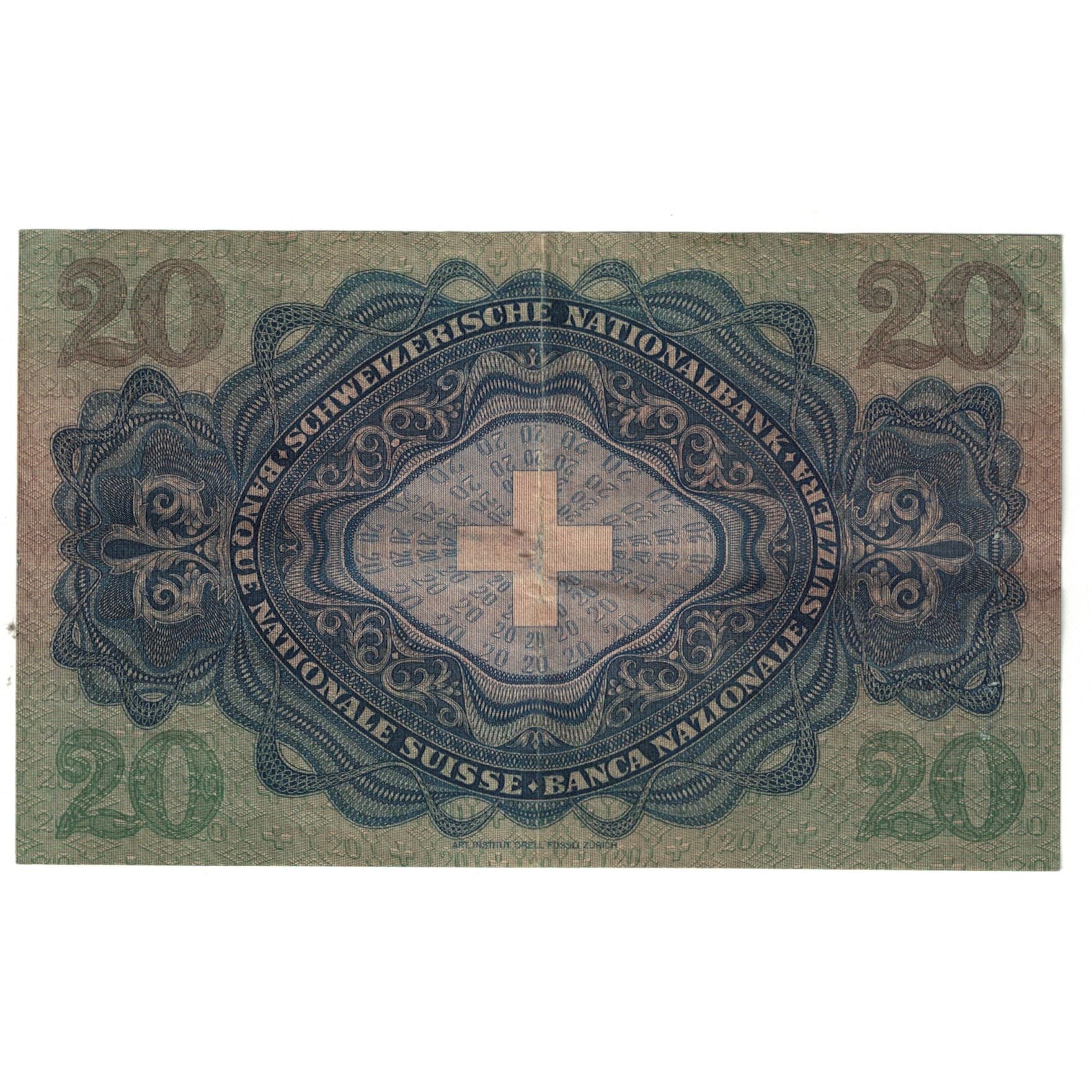 Banknote, Switzerland, 20 Franken, 1942, 1942-12-04, KM:39l, EF(40-45)