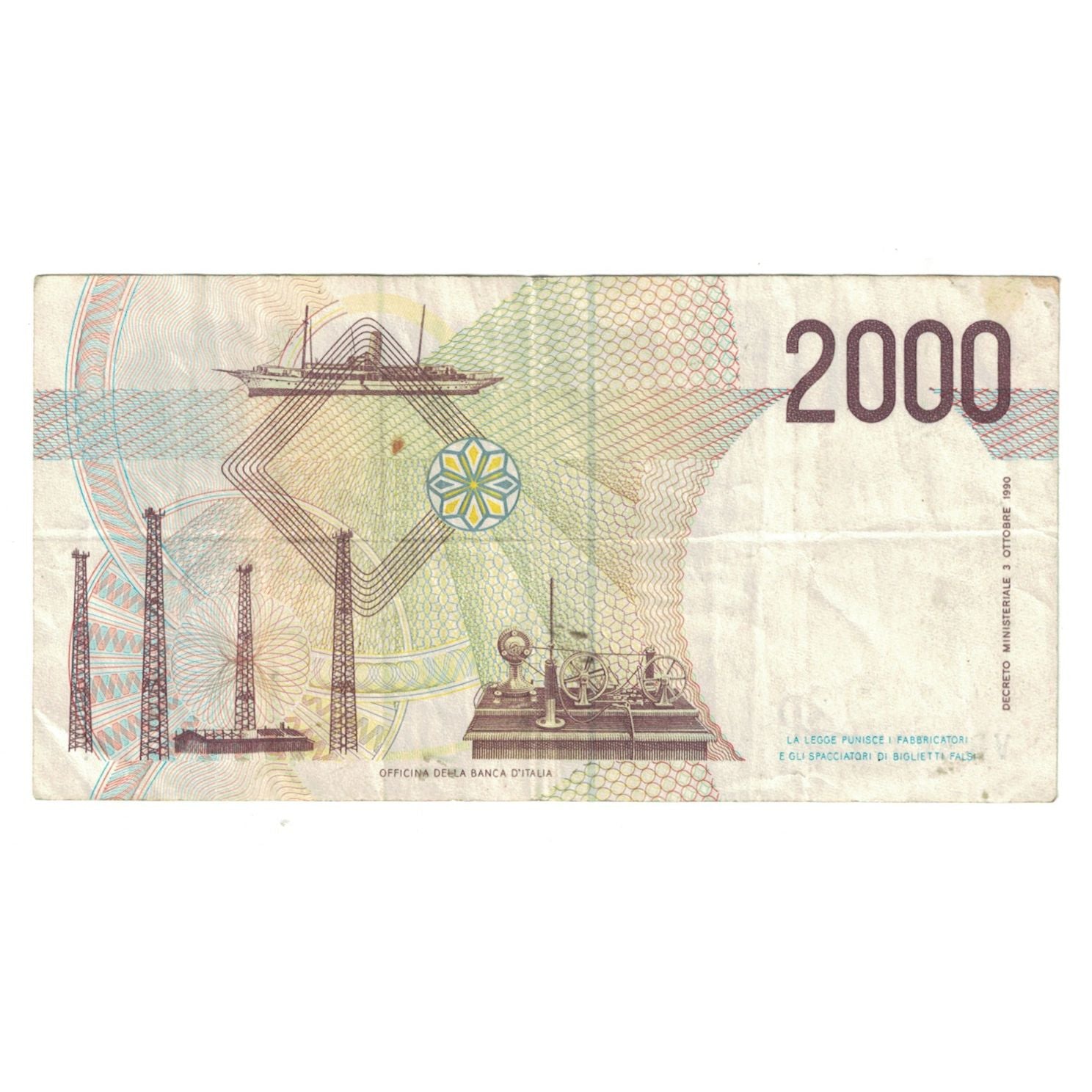 Banknote, Italy, 2000 Lire, 1990, 1990-10-03, KM:115, EF(40-45)