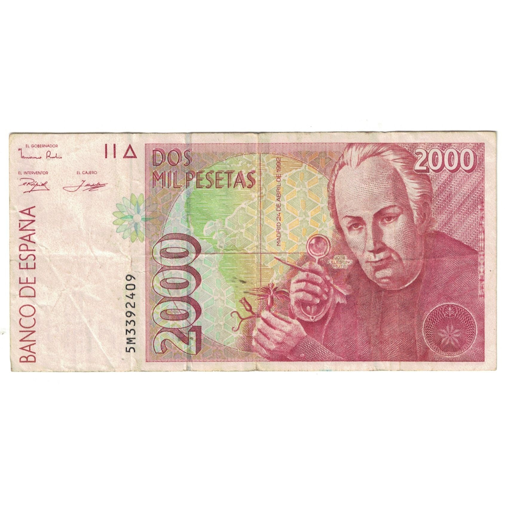 Billete, 2000 Pesetas, España, KM:164, MBC