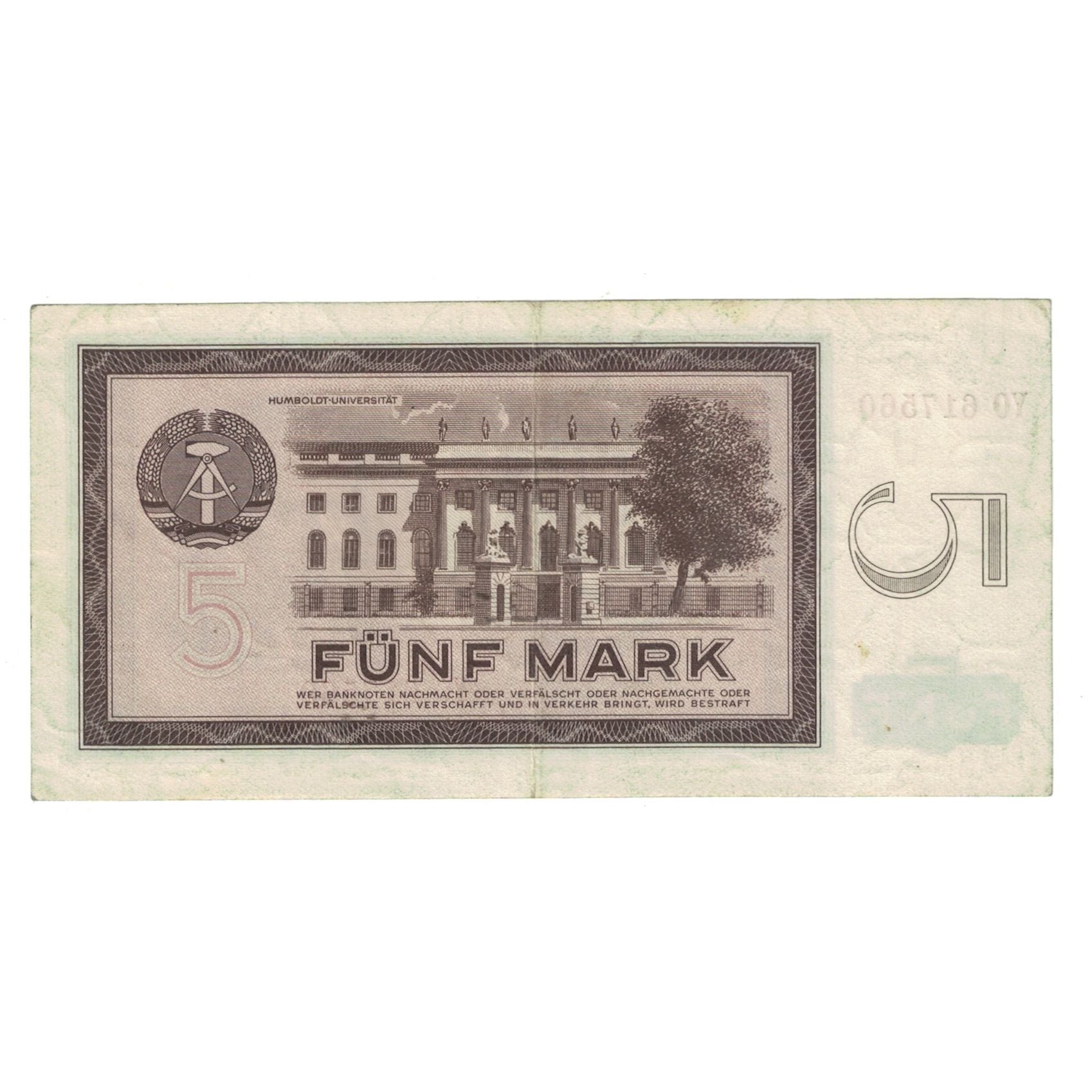 Banconote, Germania - Repubblica Democratica, 5 Mark, 1964, KM:22a, BB