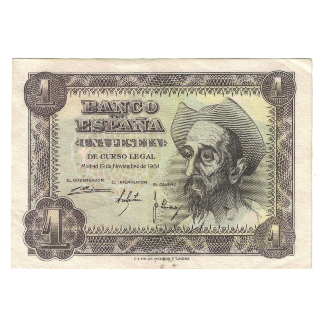 Banknote, Spain, 1 Peseta, 1951, 1951-11-19, KM:139a, UNC(63)