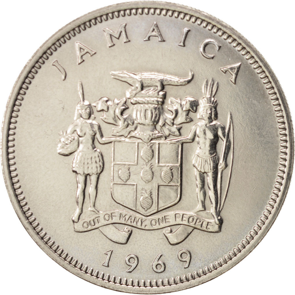 Coin, Jamaica, Elizabeth II, 20 Cents, 1969, Franklin Mint, MS(60-62)