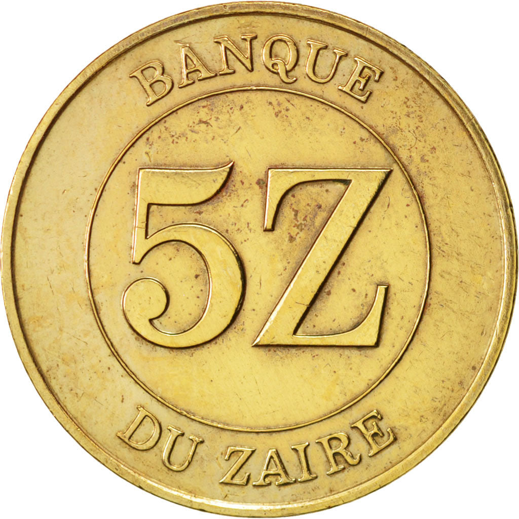 Zaire, 5 Zaïres, 1987, AU(50-53), Brass, KM:14