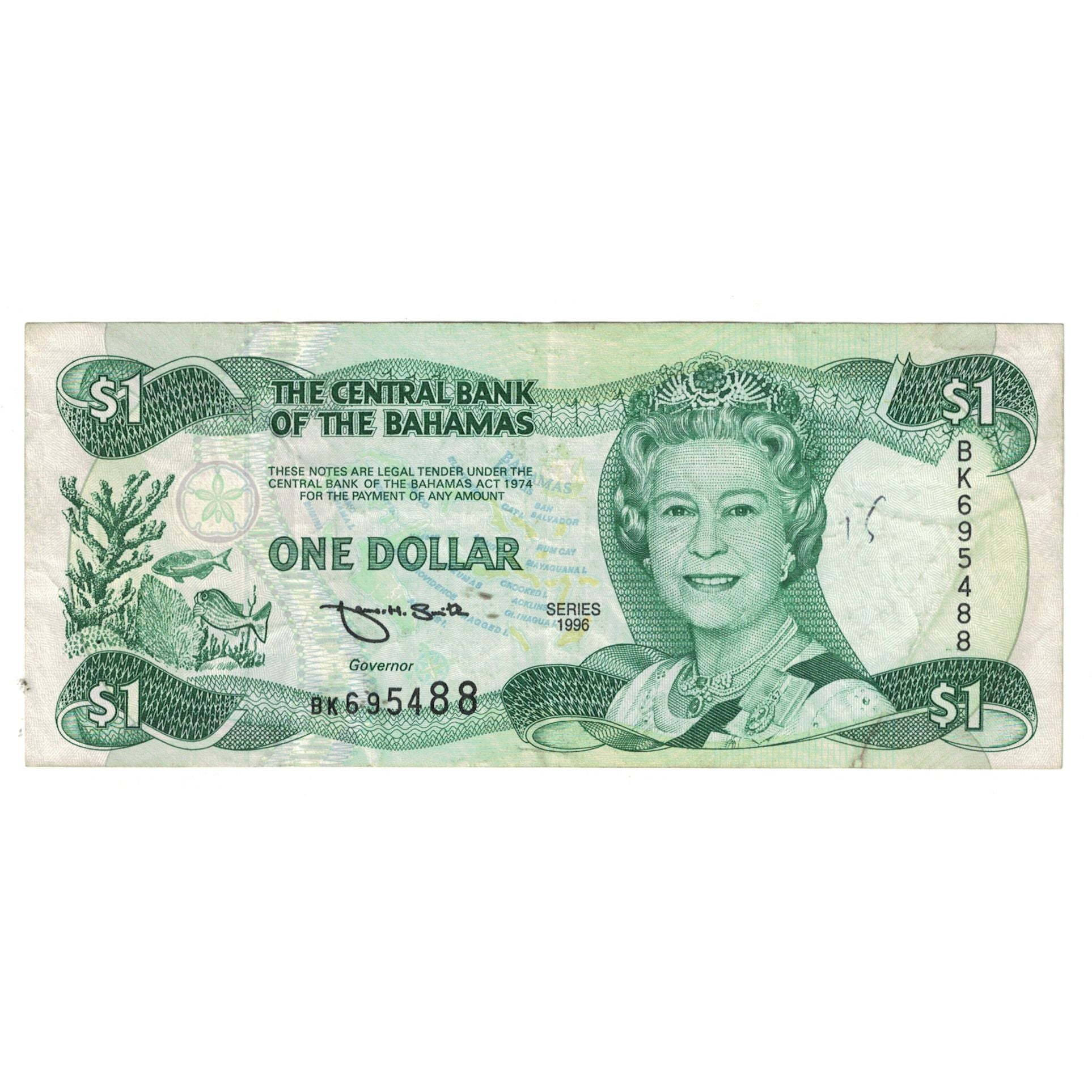 Banknote, Bahamas, 1 Dollar, 1996, 1996, KM:57a, EF(40-45)