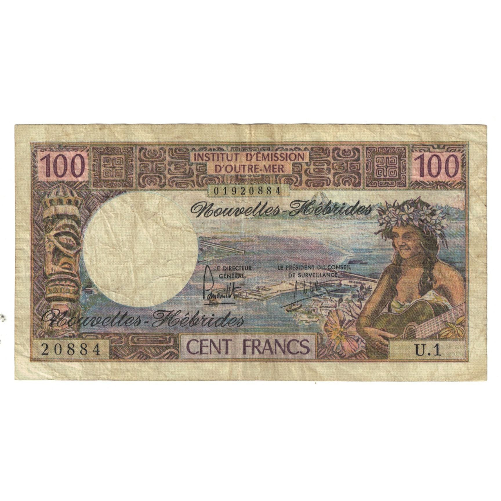 Banknote, New Hebrides, 100 Francs, 1975, KM:18c, VF(20-25)