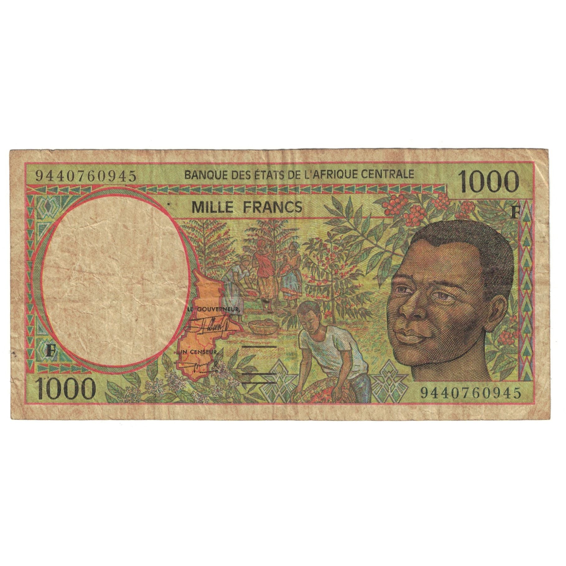 Banknote, Central African States, 1000 Francs, 1994, KM:102Cb, VF(20-25)