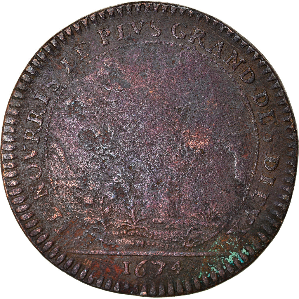 France, Jeton, Louis XIV, Chambre aux Deniers, History, 1674, B, Cuivre