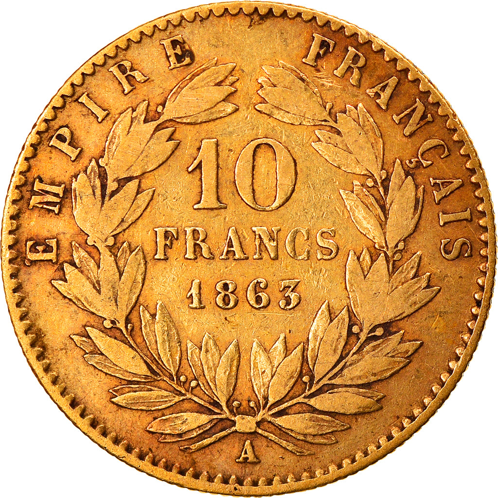 Coin, France, Napoleon III, Napoléon III, 10 Francs, 1863, Paris, VF(30-35)