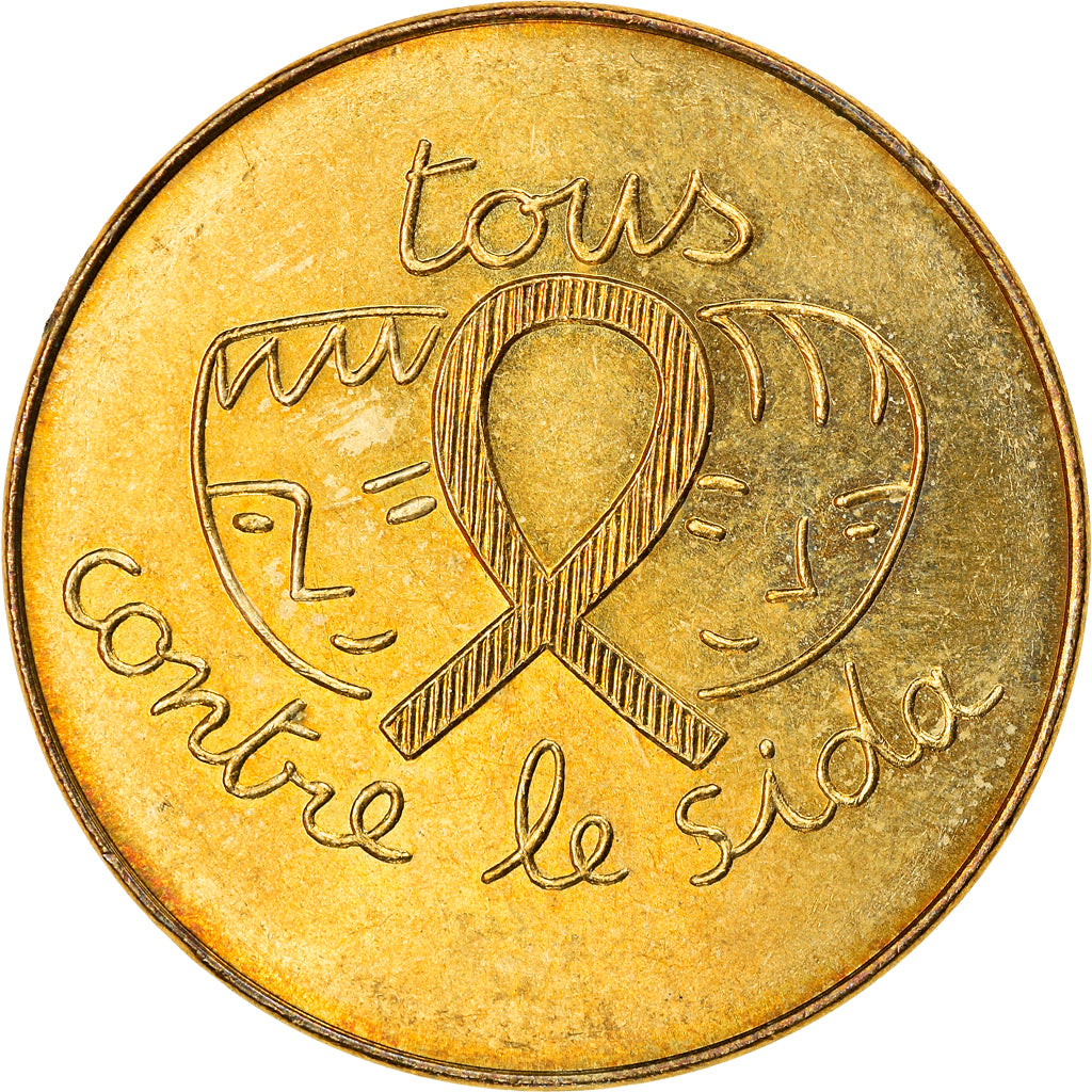 France, Token, Croix Rouge Française, Sidaction, MS(64), Copper-Nickel Gilt