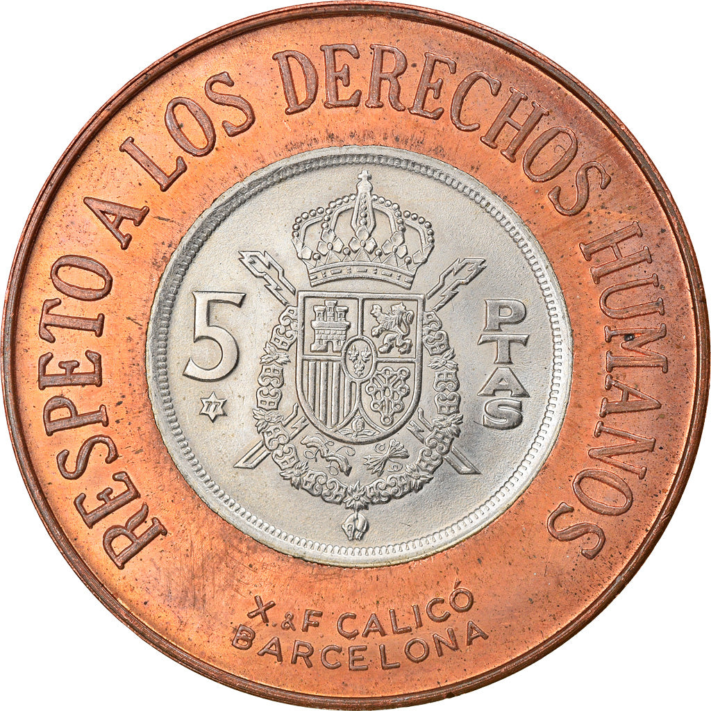 Moeda, Espanha, Juan Carlos I, Reincorporacion International, 5 Pesetas, 1975