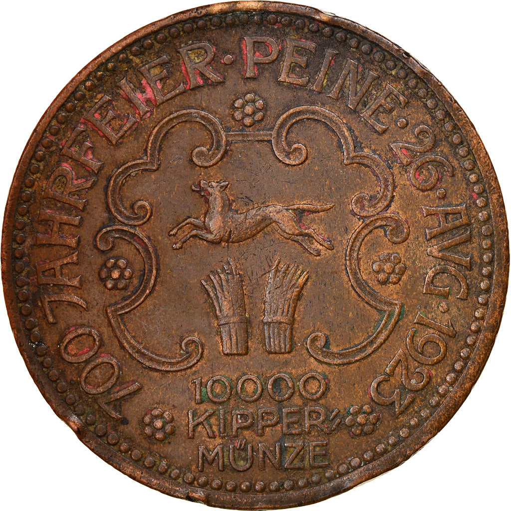Moeda, Alemanha, Inflationszeit, Notgeld Peine, 10000 Kippermünze, 1923