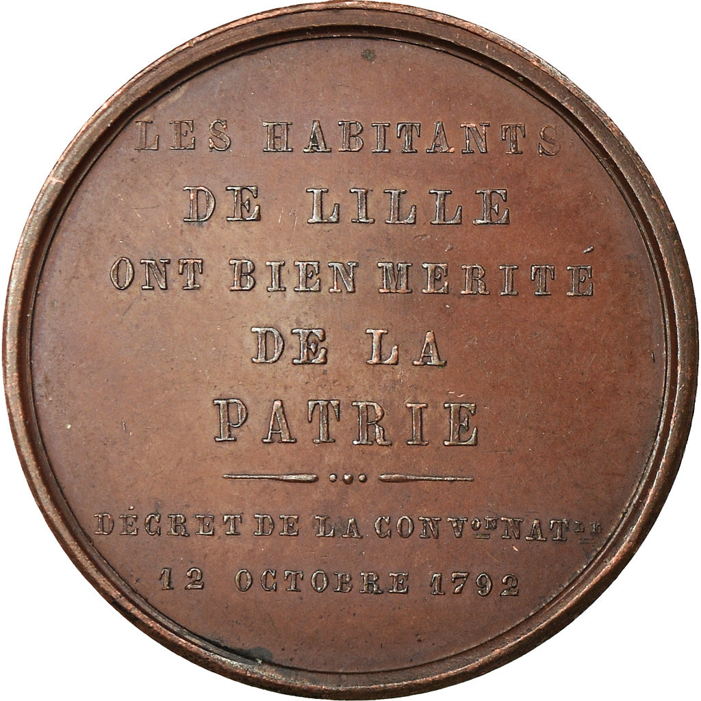 Francja, Medal, Hommage aux Lillois de 1792, Historia, 1845, Lecomte, AU(50-53)