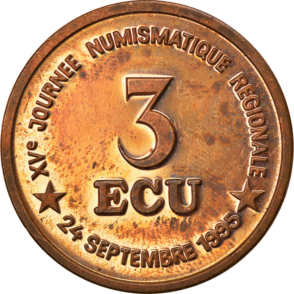France, 3 Ecu, Euro des Villes, 1995, Cercle Numismatique de Colmar, SPL, Cuivre