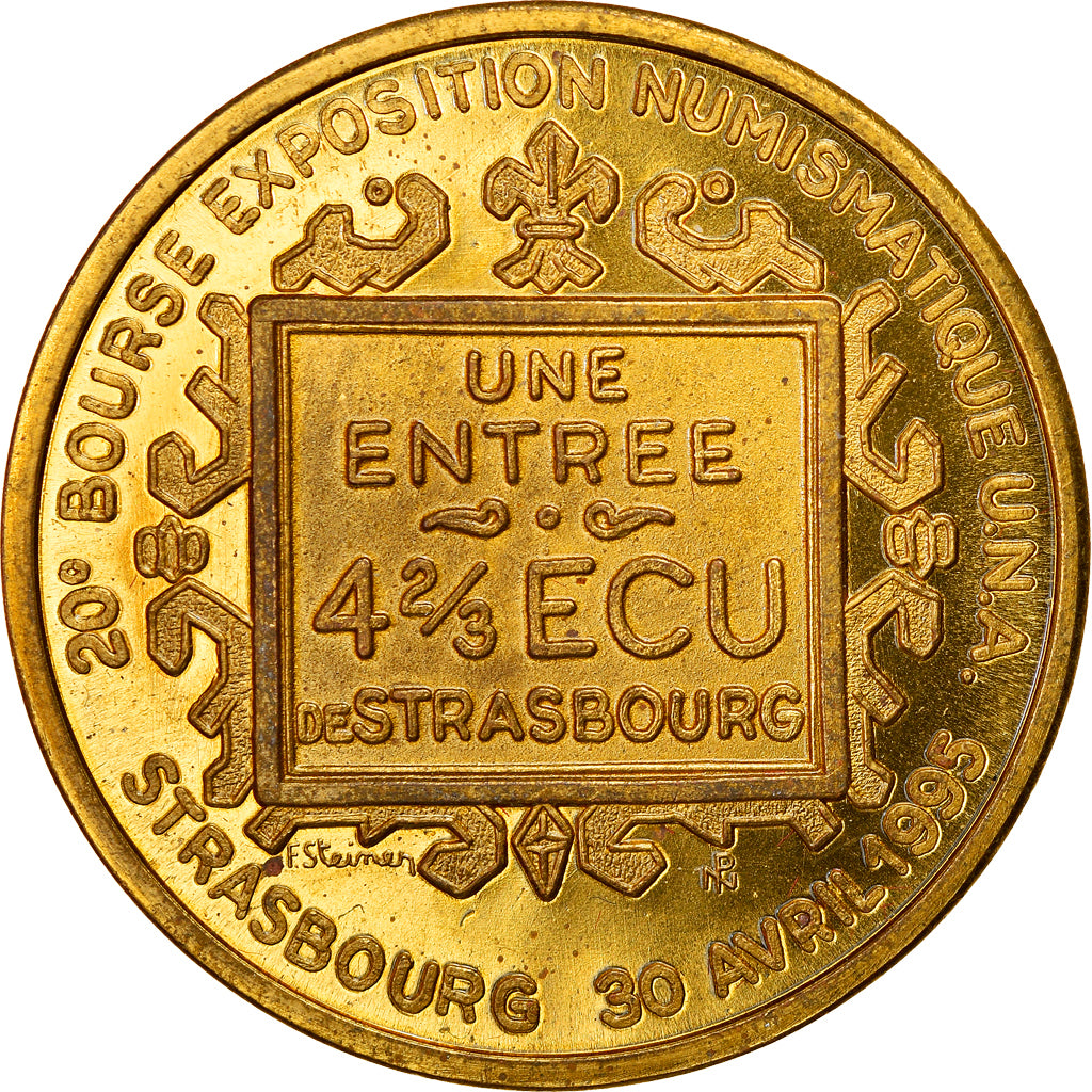 Frankrijk, Ecu, Euro des Villes, 1995, Strasbourg, 4 2/3 ECU, UNC-, Copper Gilt