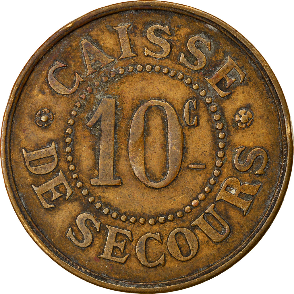 Coin, France, Caisse de Secours, Ciment, Pernes, 10 Centimes, EF(40-45), Copper