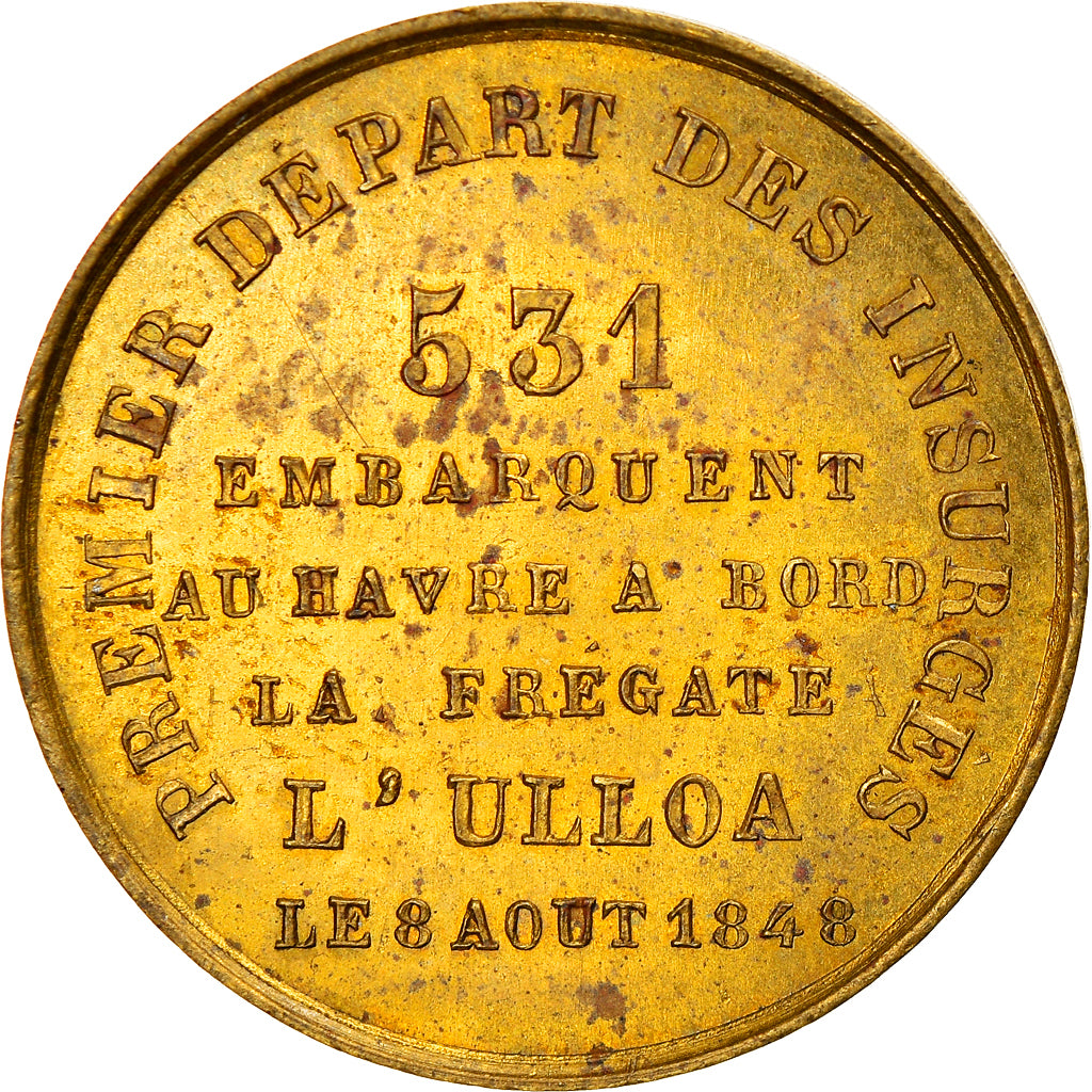 Algeria, Jeton, Premier Départ des Insurgés, Frégate l'Ulloa, Le Havre, 1848