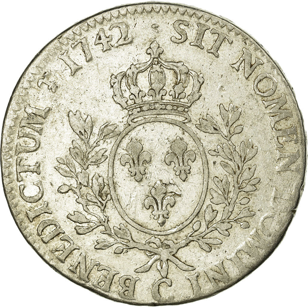 Francja, Louis XV, Écu au bandeau, 1742, Caen, Srebro, VF(20-25), Gadoury:322