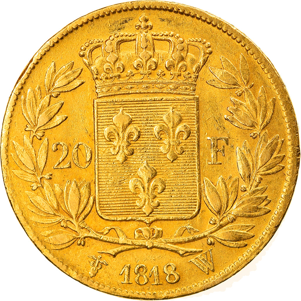 Moneta, Francia, Louis XVIII, Louis XVIII, 20 Francs, 1818, Lille, BB+, Oro
