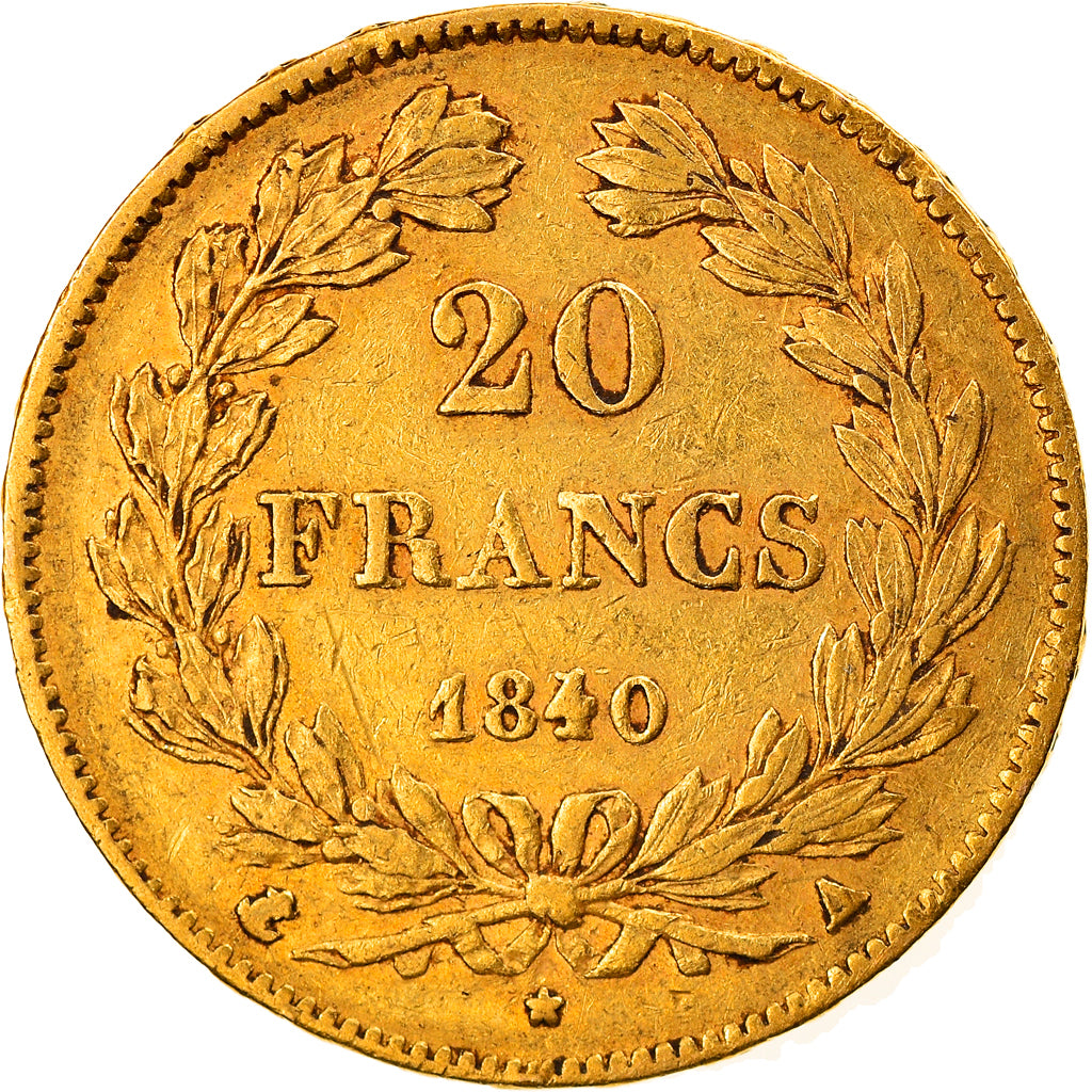 Coin, France, Louis-Philippe, 20 Francs, 1840, Paris, EF(40-45), Gold, KM:750.1