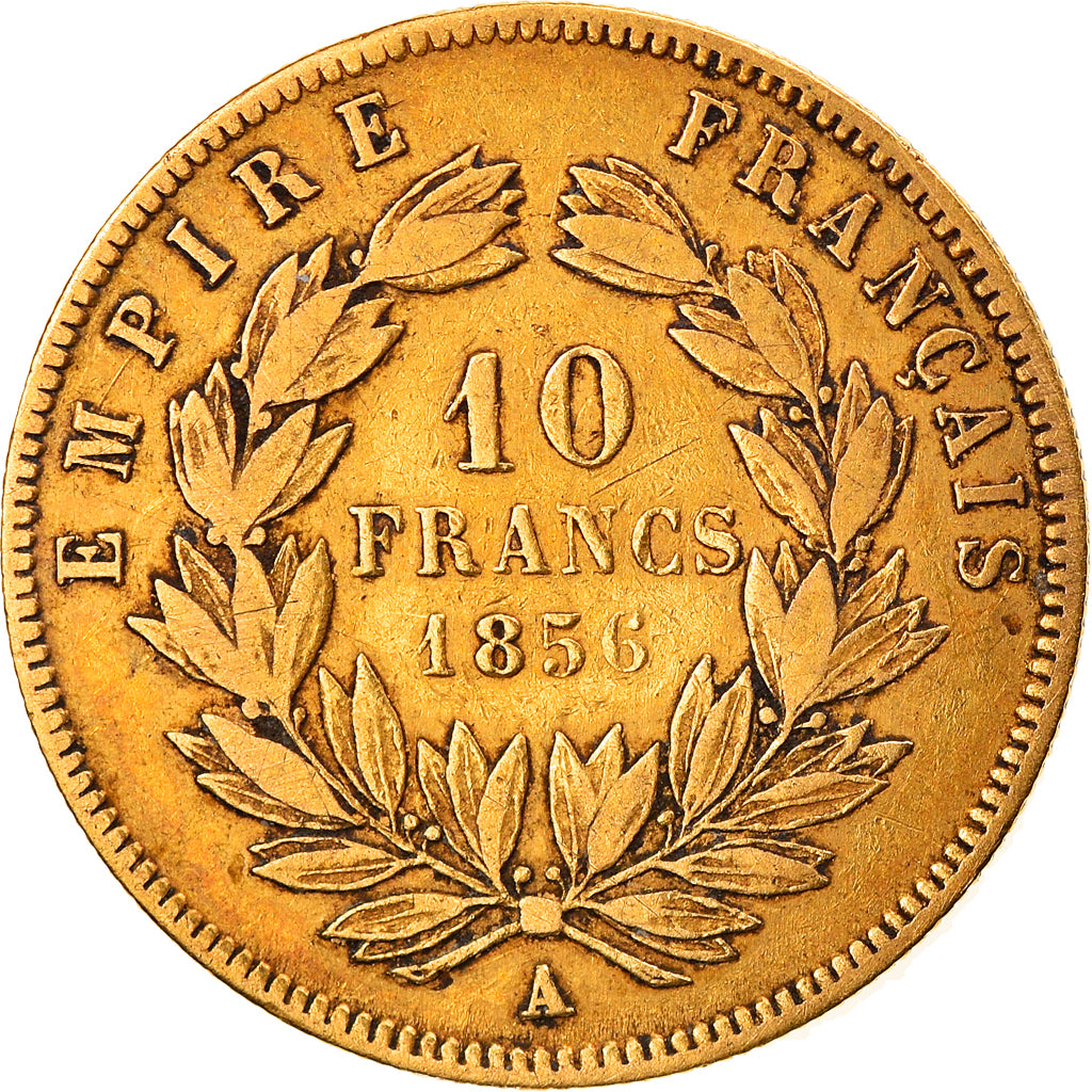 Coin, France, Napoleon III, 10 Francs, 1856, Paris, VF(30-35), Gold, KM:784.3