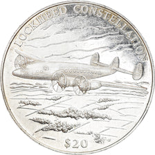 Moneta, Liberia, Lockheed Constellation, 20 Dollars, 2000, SPL-, Argento