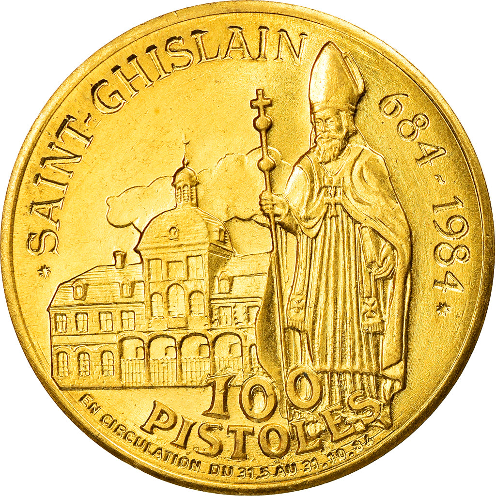 France, Token, Saint Ghislain, 100 Pistoles, Religions & beliefs, 1984, MS(64)