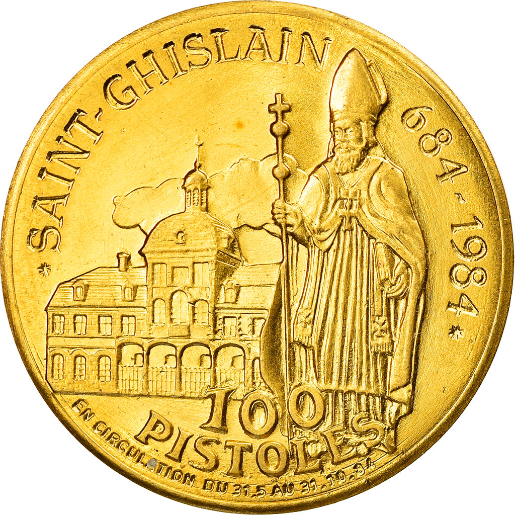 France, Jeton, Saint Ghislain, 100 Pistoles, Religions & beliefs, 1984, SPL