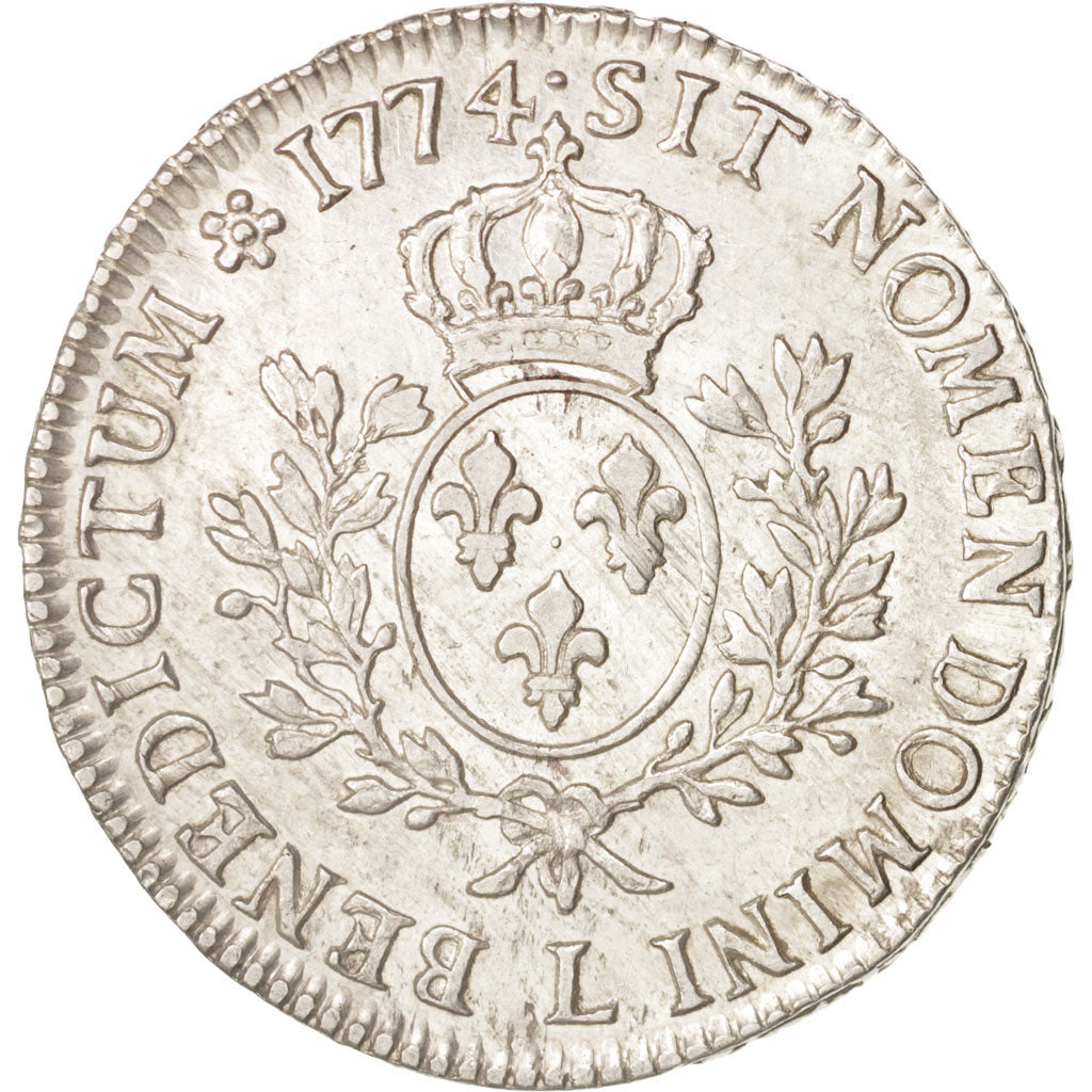 France, Louis XV, Écu à la vieille tête, 1774, Bayonne, AU(55-58),Silver,KM551.9