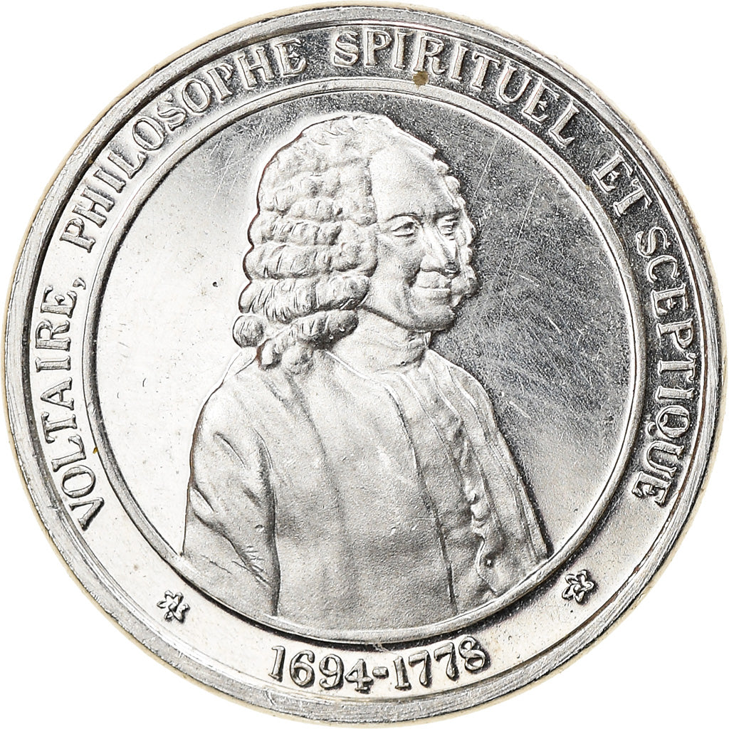France, Medal, Voltaire, philosophe des Lumières, History, MS(63), Silver