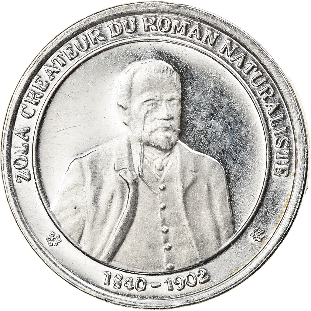 France, Medal, Littérature, Emile Zola, History, MS(63), Silver