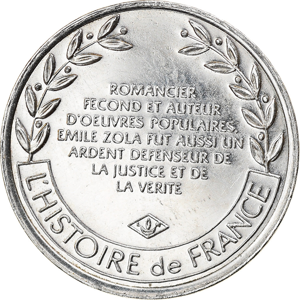 France, Medal, Littérature, Emile Zola, History, MS(63), Silver