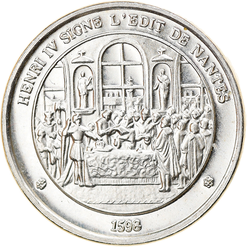 France, Medal, Henri IV signe l'Edit de Nantes, History, MS(63), Silver