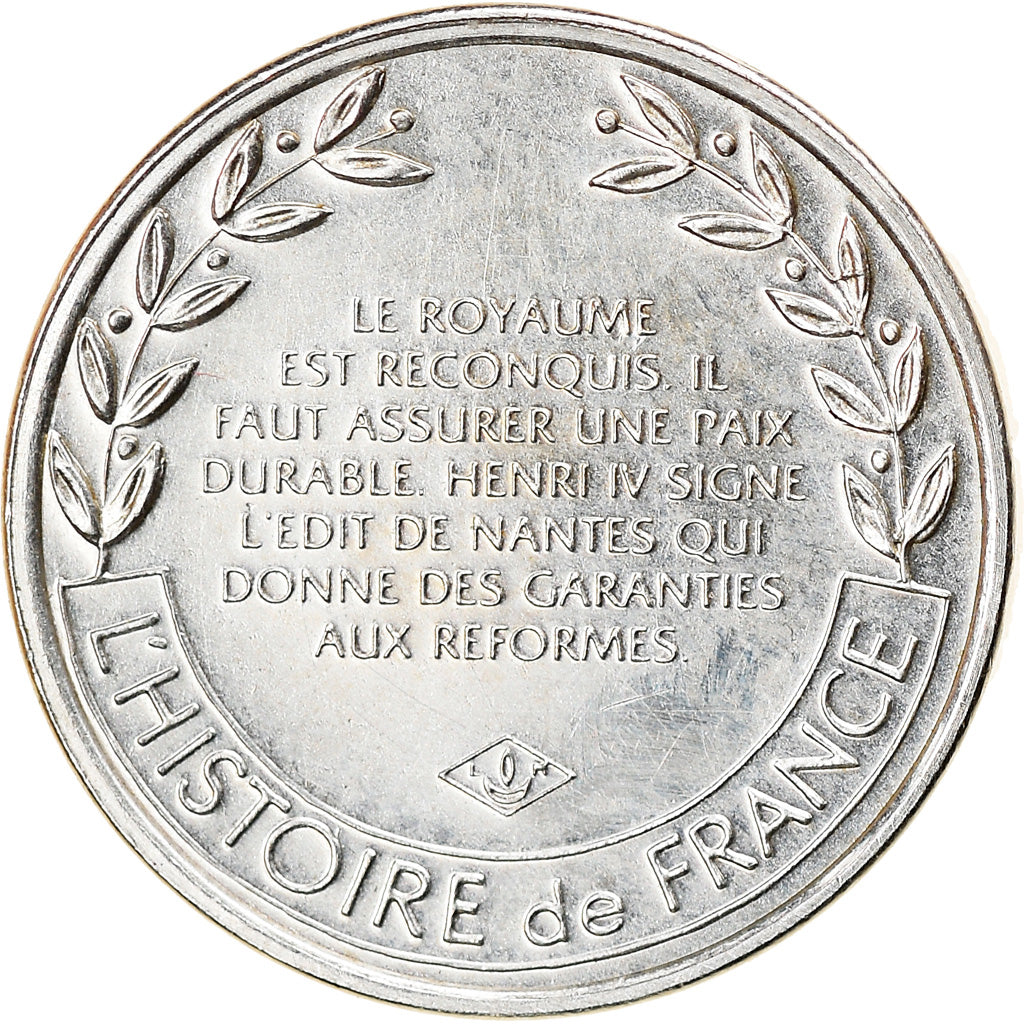 France, Medal, Henri IV signe l'Edit de Nantes, History, MS(63), Silver