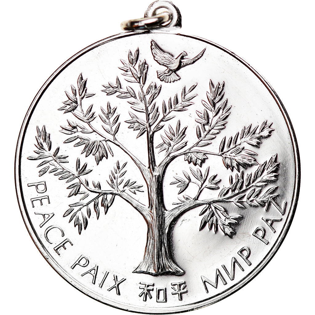 France, Medal, Les Nations Unies, La Paix, 1975, MS(63), Silver