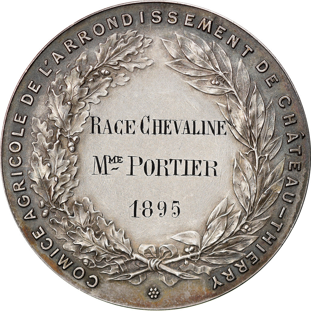 France, Medal, Comice Agricole de Château-Thierry, Race Chevaline, 1895, Arthus