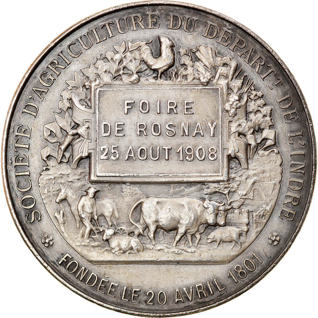 France, Médaille, Agriculture de l'Indre, Foire de Rosnay, 1908, Patriarche