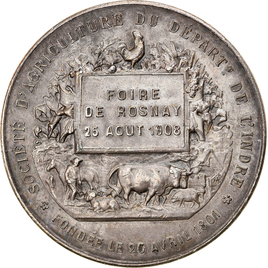 France, Medal, Agriculture de l'Indre, Foire de Rosnay, 1908, Patriarche