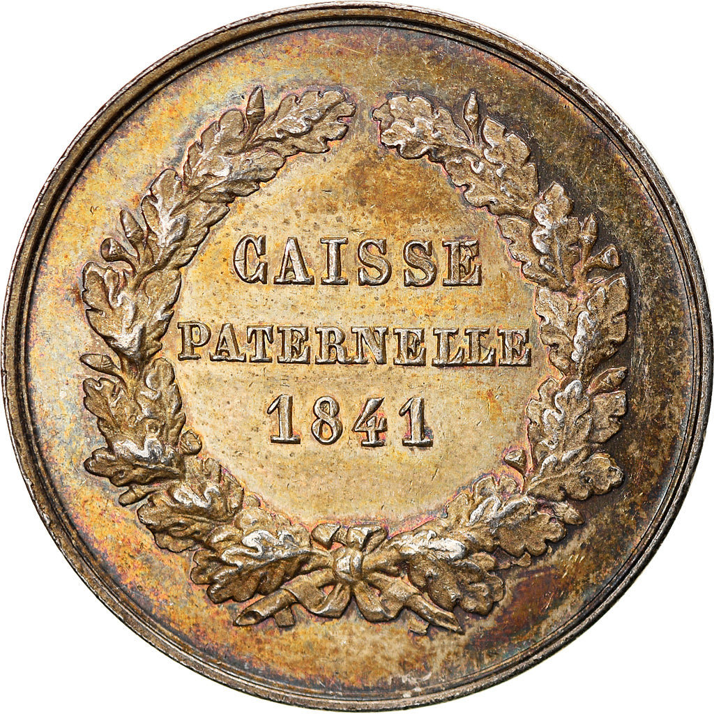 France, Token, Insurance, Caisse Paternelle, 1841, Caqué, MS(60-62), Silver