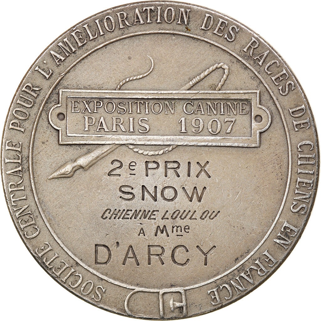 Francia, Token, Exposition Canine de Paris, 2ème Prix, 1907, SPL-, Argento