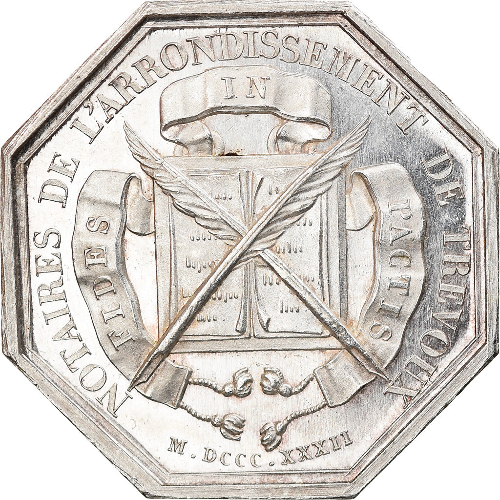 Francia, Token, Notary, Notaires de l'Arrondissement de Trévoux, 1832, Barre