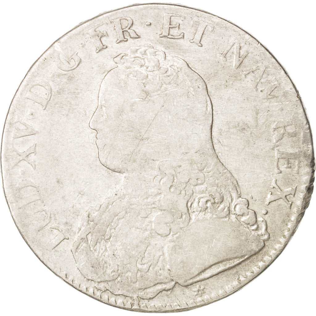 France, Louis XV, Écu aux branches d'olivier,1726, Caen,VF(20-25),Silver,KM486.5