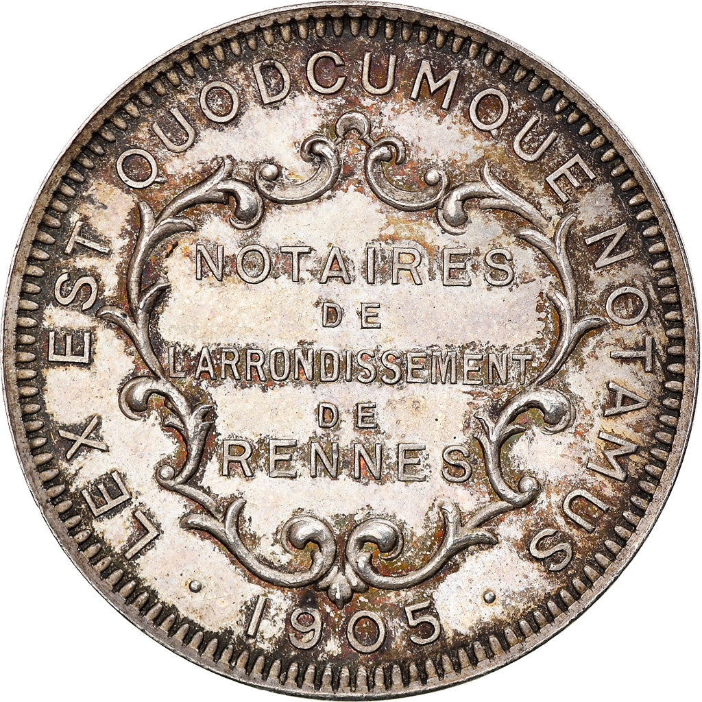 Francja, Token, Notaires de l'Arrondissement de Rennes, 1905, AU(50-53), Srebro