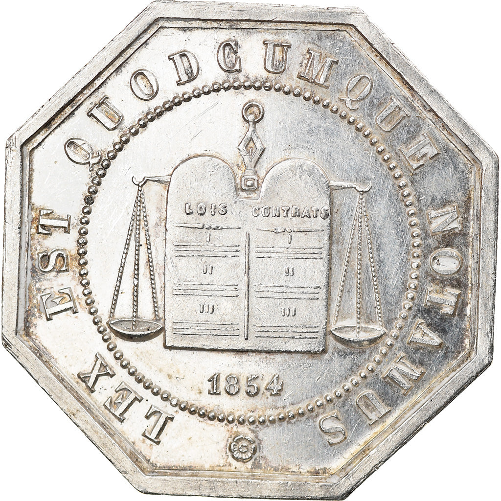 France, Token, Notaires de l'Arrondissement d'Amiens, 1854, MS(60-62), Silver