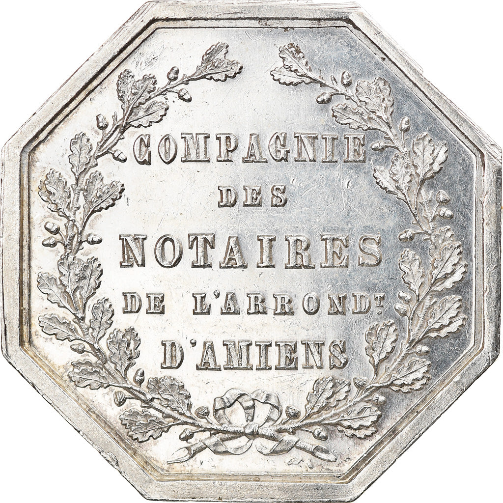 France, Token, Notaires de l'Arrondissement d'Amiens, 1854, MS(60-62), Silver