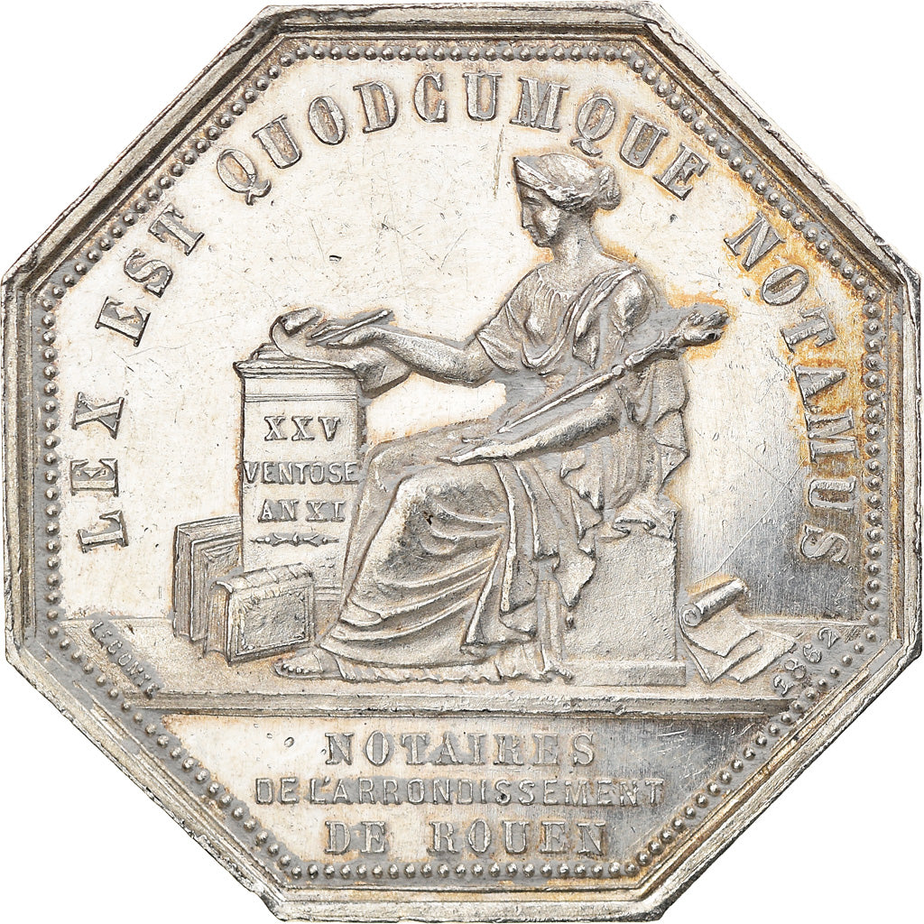France, Token, Notaires de l'Arrondissement de Rouen, 1862, Lecomte, AU(55-58)