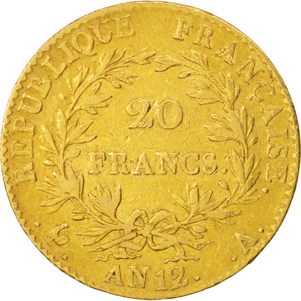 France, Napoléon I, 20 Francs, 1803, Paris, VF(20-25), Gold, KM:651, Gadoury1020