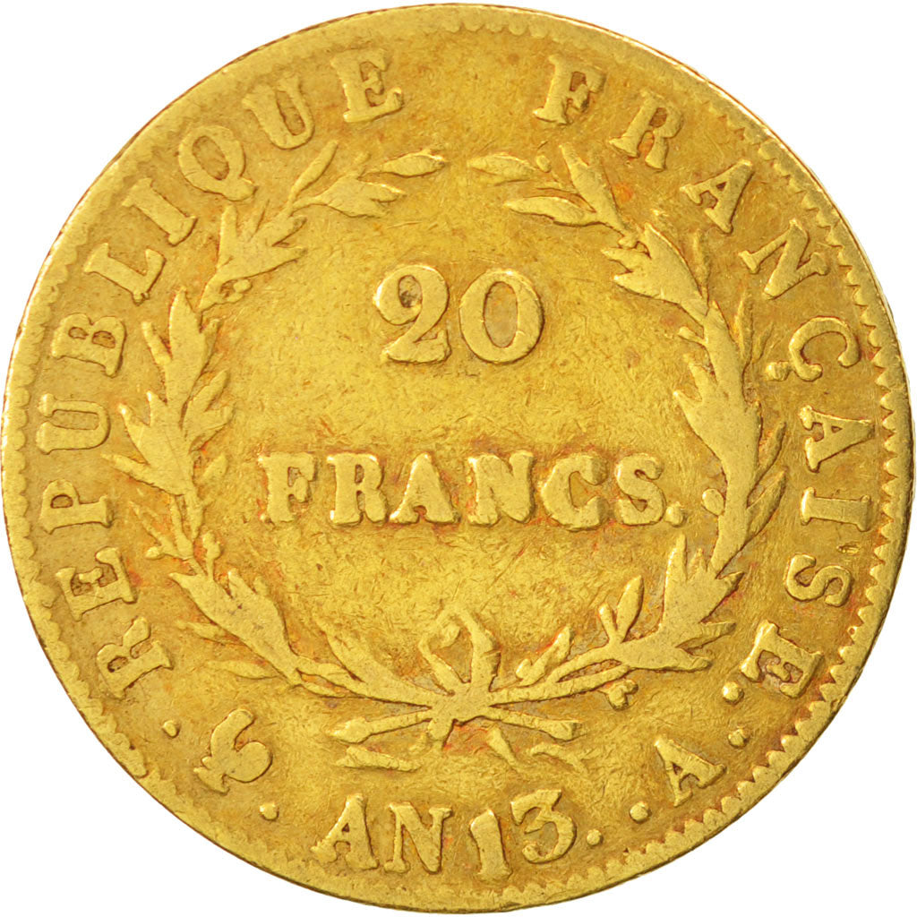France, Napoléon I, 20 Francs, 1804, Paris, VF(20-25), Gold,KM:663.1,Gadoury1022