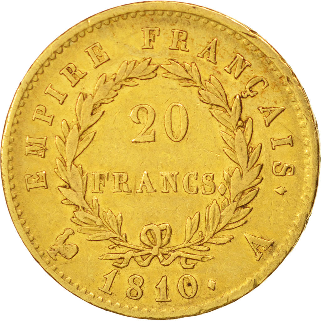 France, Napoléon I, 20 Francs, 1810, Paris, EF(40-45), Gold,KM:695.1,Gadoury1025