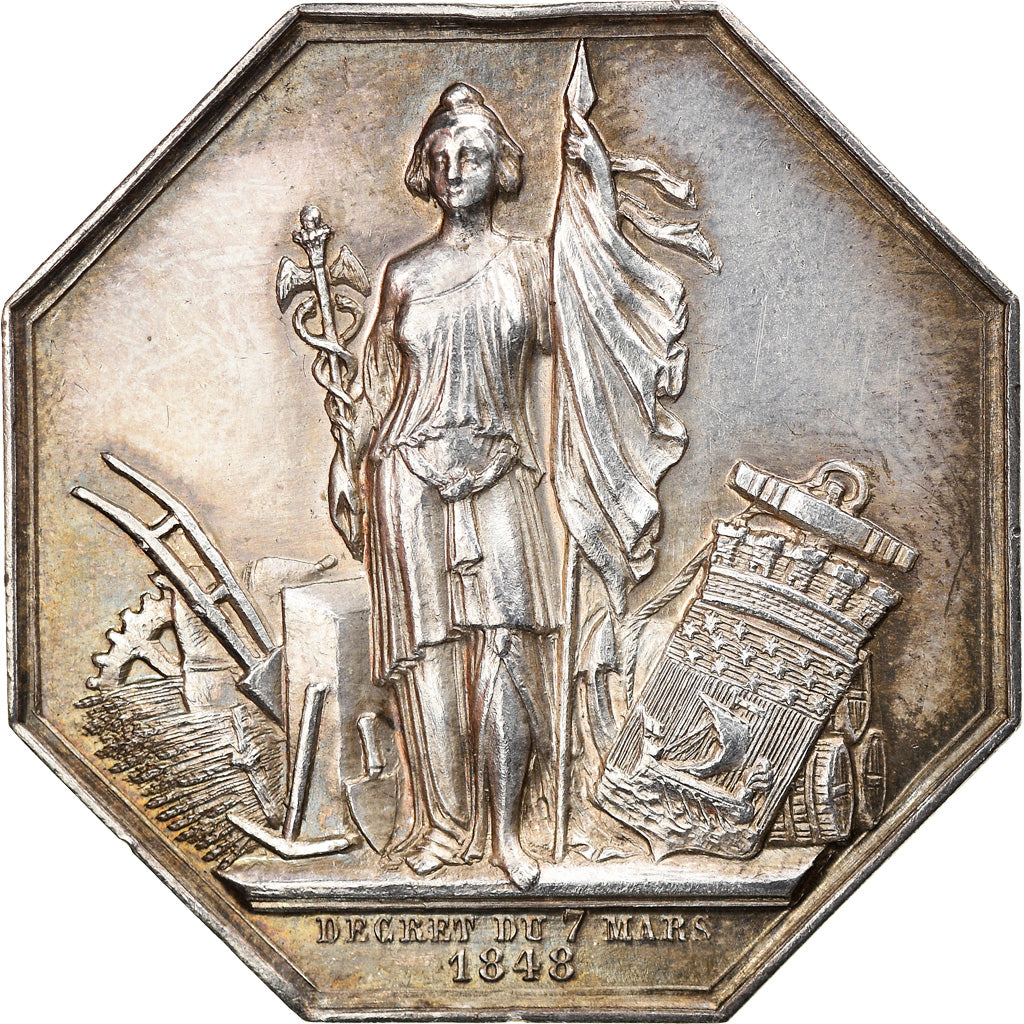 France, Token, Comptoir National d'Escompte de Paris, 1848, MS(63), Silver