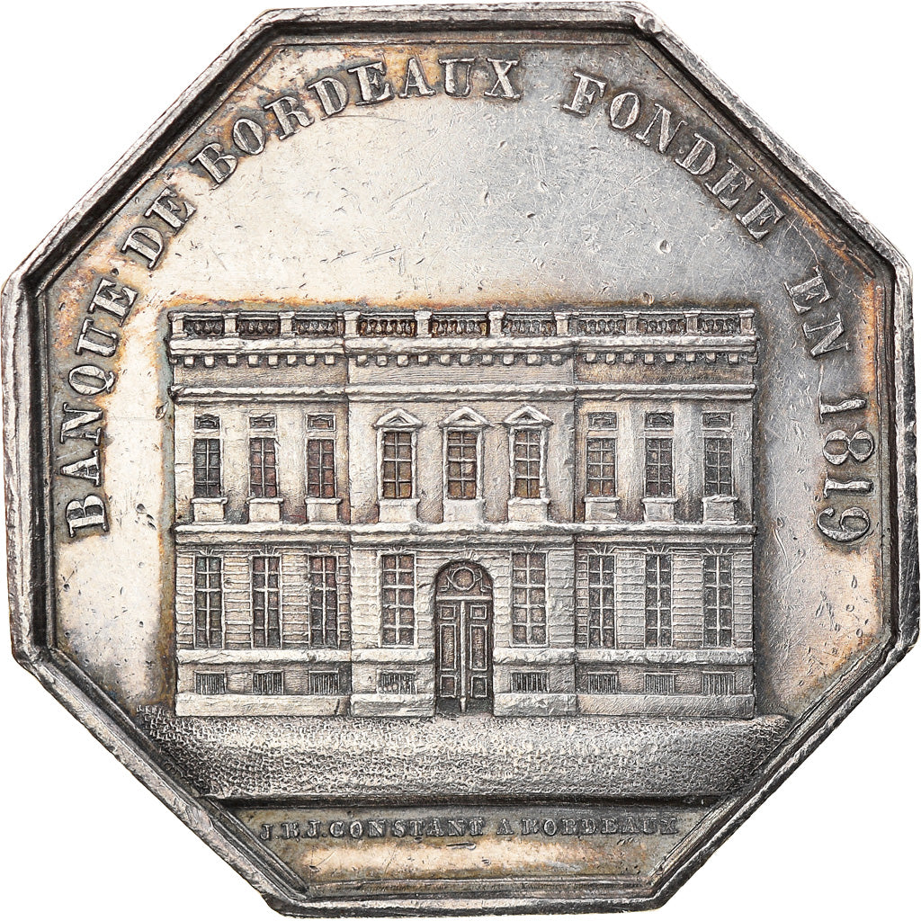 France, Token, Bank, Banque de Bordeaux, 1819, Constant, MS(60-62), Silver